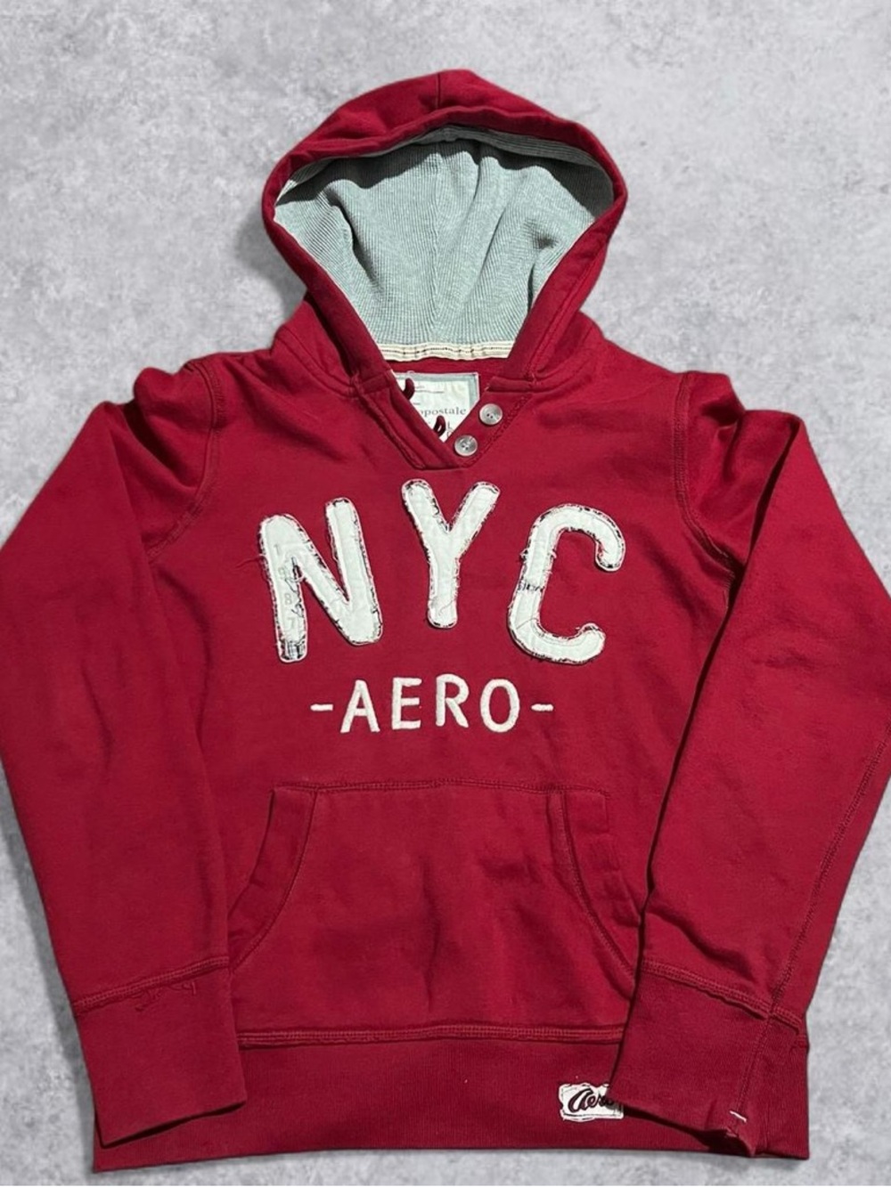 Vintage Y2K Aeropostale Red Hoodie Size Large Embroidered